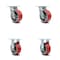 Service Caster 5 Inch Red Poly on Cast Iron Caster Set with Ball Bearings 2 Swivel Lock 2 Rigid SCC-30CS520-PUB-RS-BSL-2-R-2 - alternate 1